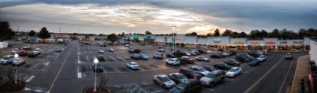 photo of line of shops at hilltop